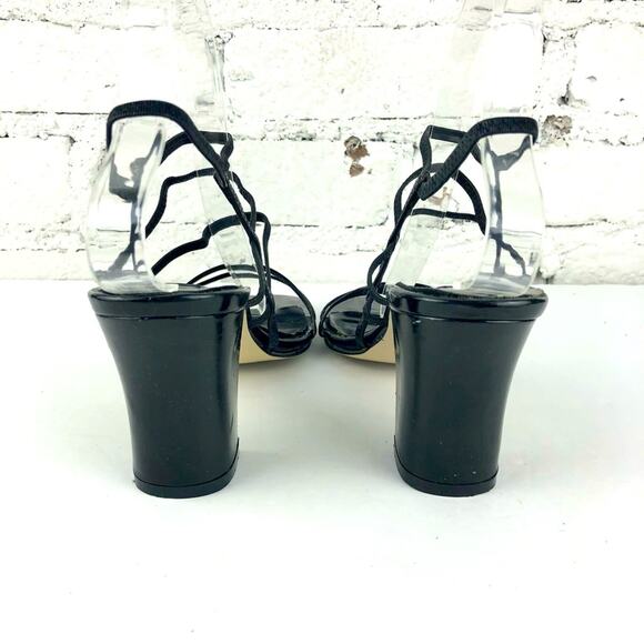 Vintage 90’s Y2K Black Square Toe Strappy Heels - Picture 5 of 6